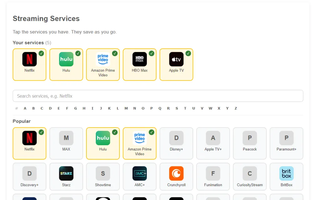 More of the preferences page
